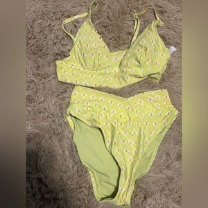 Aerie Light Yellow Floral Bikini